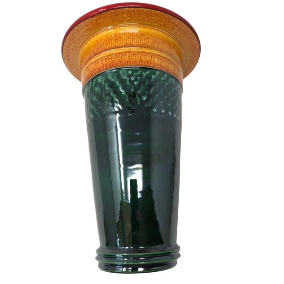 1998 Hand Thrown Tapered Art Pottery Vase Artist Signed High Gloss Glaze 10" - Picture 2 of 11